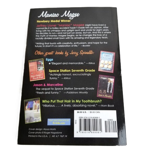 Maniac Magee Newbery Medal Winner Jerry Spinelli Paperback Young Adult Classic - Picture 2 of 4
